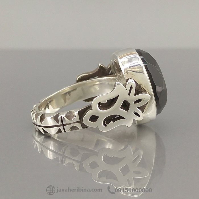 انگشتر عقیق یمنی جزع دست ساز با تراش زیبا همراه با حرز و تربت _کد:35149