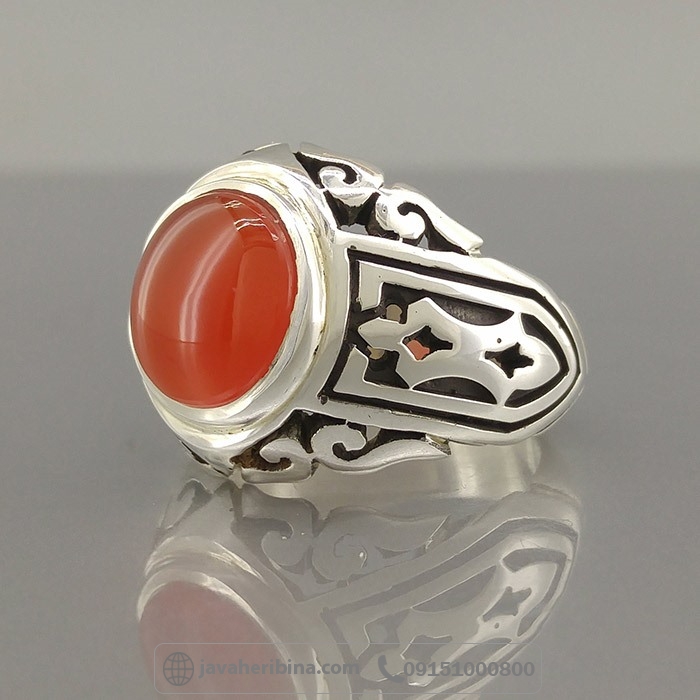 انگشتر عقیق یمنی سرخ مردانه فاخر _کد:35150