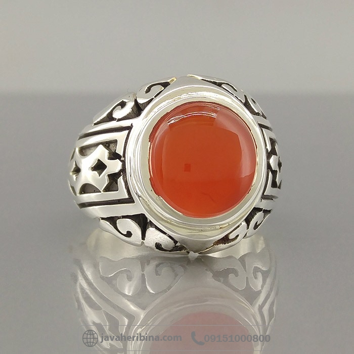 انگشتر عقیق یمنی سرخ مردانه فاخر _کد:35150