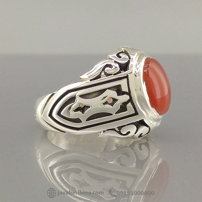 انگشتر عقیق یمنی سرخ مردانه فاخر _کد:35150
