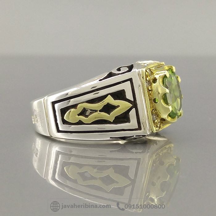 انگشتر زبرجد با مخراج 10 قطعه الماس _کد:35151