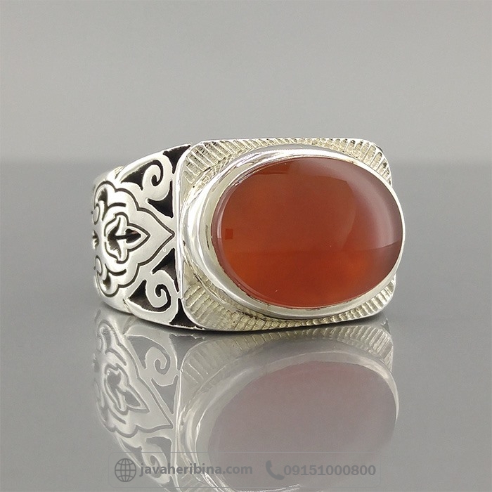 انگشتر عقیق یمنی سرخ نقره مردانه دست ساز _کد:35152