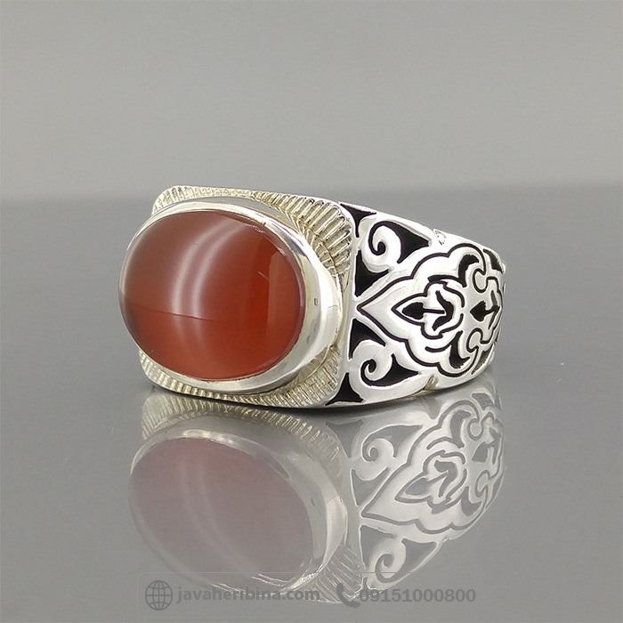 انگشتر عقیق یمنی سرخ نقره مردانه دست ساز _کد:35152