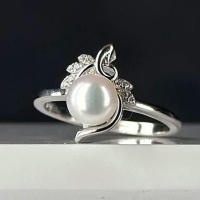 انگشتر مروارید نقره زنانه رودیوم 