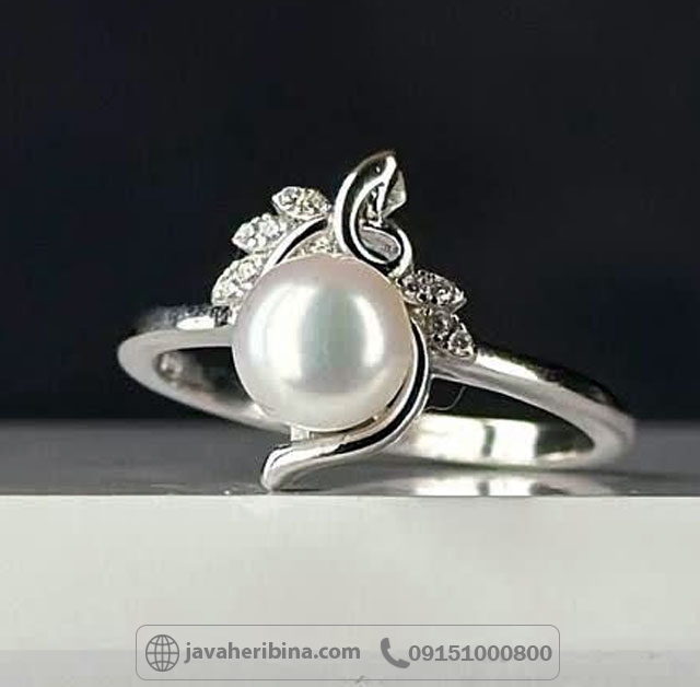 انگشتر مروارید نقره زنانه رودیوم _کد:35155