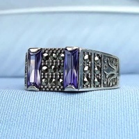 انگشتر آمتیست نقره مردانه اسپرت و مارکازیت 