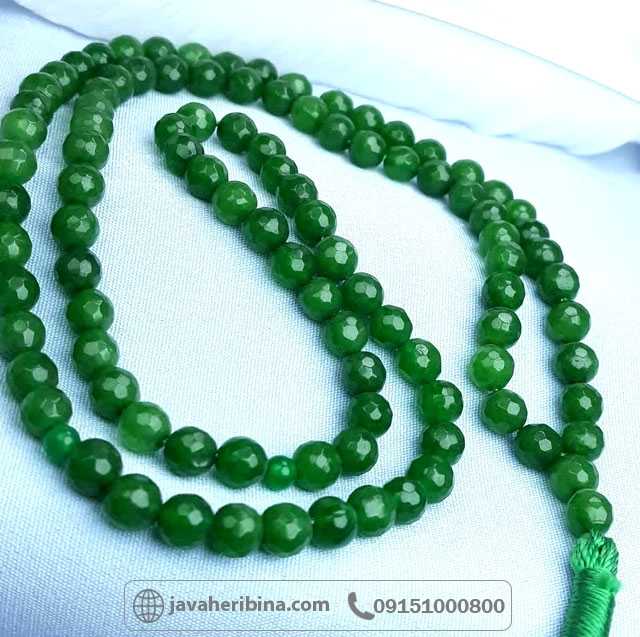 تسبیح جید سبز 101 دانه تراش دار _کد:35161