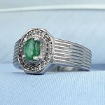 انگشتر زمرد نقره مردانه رودیوم _کد:۳۵۱۶۶