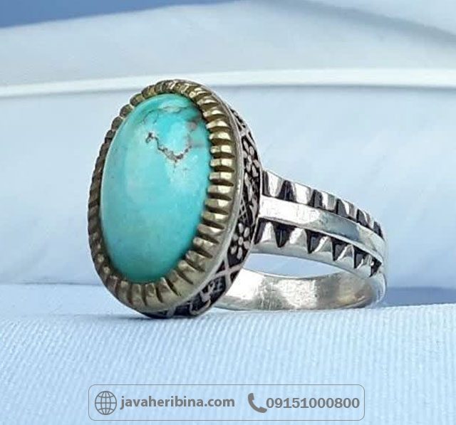 انگشتر فیروزه نیشابوری مردانه خوش رنگ _کد:35168
