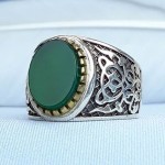 انگشتر عقیق سبز نقره مردانه زیبا _کد:۳۵۱۷۱