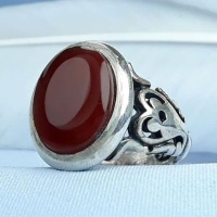 انگشتر عقیق یمنی سرخ نقره مردانه 