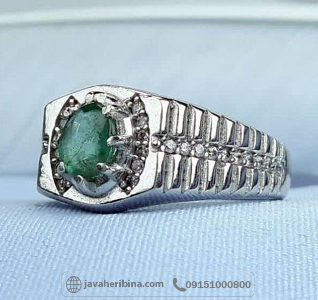 انگشتر زمرد نقره مردانه رولکسی _کد:35174