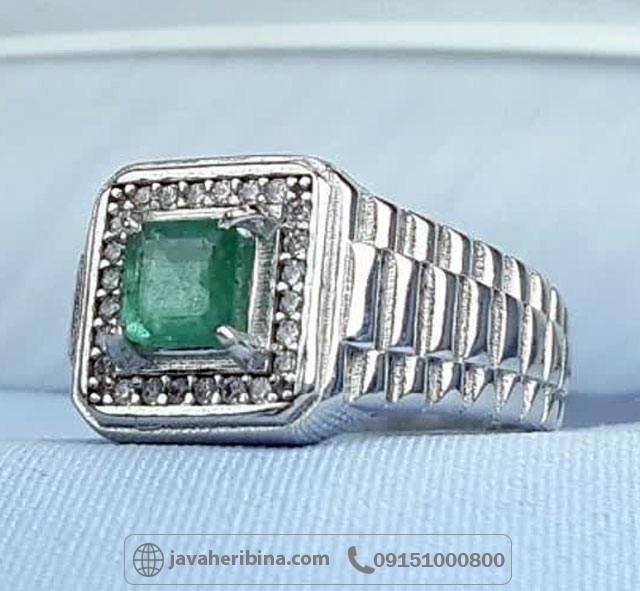انگشتر زمرد رولکسی نقره مردانه _کد:35179
