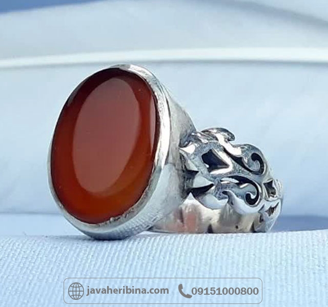 انگشتر عقیق یمنی سرخ نقره مردانه _کد:35181