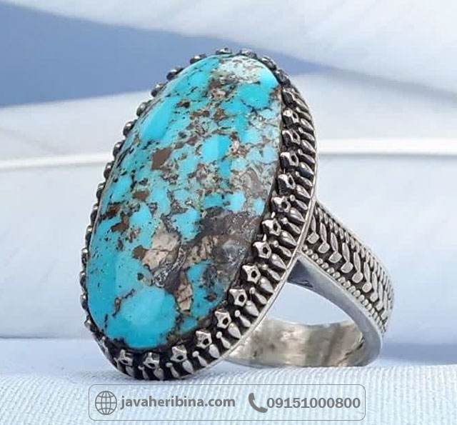 انگشتر فیروزه نیشابوری درشت و خوش رنگ _کد:35183