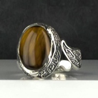 انگشتر چشم ببر نقره مردانه با رکاب لیزری 