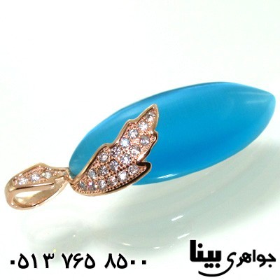 گردنبند سنگ ماه (مون استون) آبی بیضی زنانه