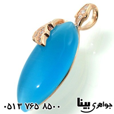 گردنبند سنگ ماه (مون استون) آبی بیضی زنانه