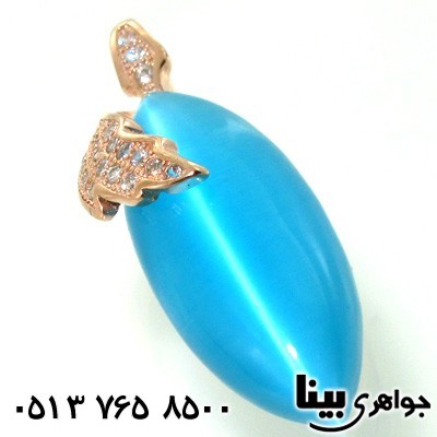 گردنبند سنگ ماه (مون استون) آبی بیضی زنانه