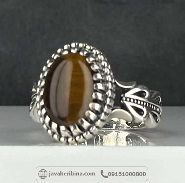 انگشتر چشم ببر نقره مردانه خاص _کد:35190