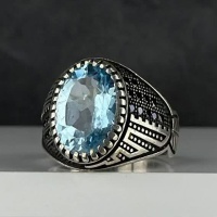 انگشتر توپاز نقره مردانه زیبا 