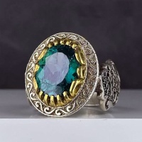 انگشتر توپاز نقره مردانه بسیار خوش رنگ 