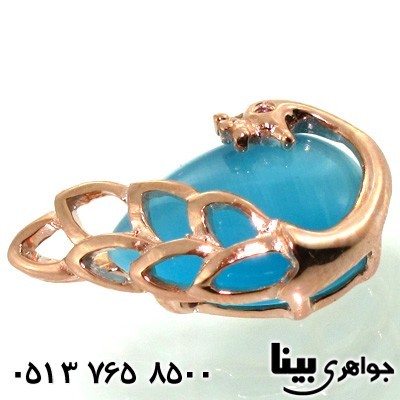 گردنبند سنگ ماه (مون استون) آبی طرح طاووس زنانه