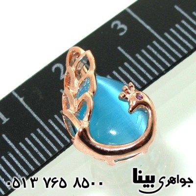 گردنبند سنگ ماه (مون استون) آبی طرح طاووس زنانه