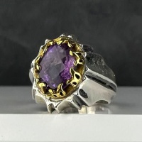 انگشتر آمتیست نقره مردانه خوش رنگ 