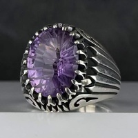 انگشتر آمتیست نقره مردانه درشت و زیبا 