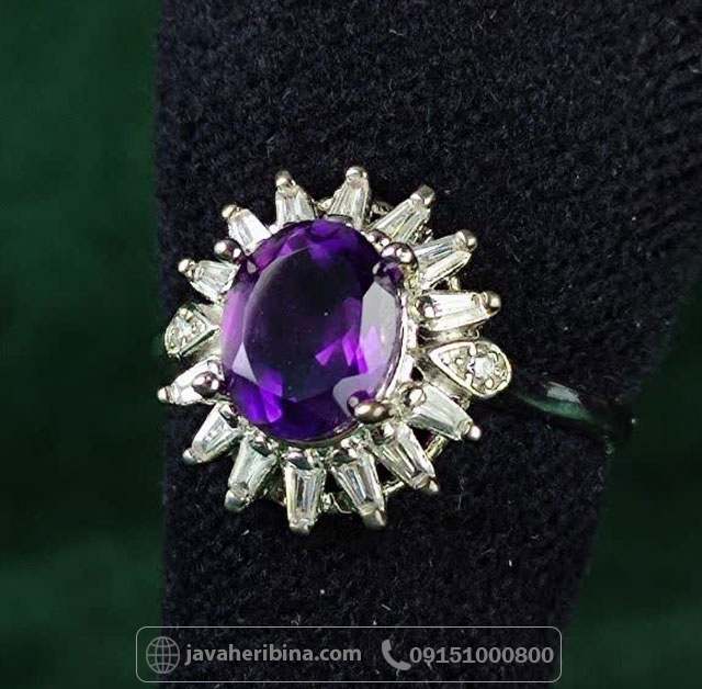 انگشتر آمتیست نقره زنانه خوش رنگ _کد:35203