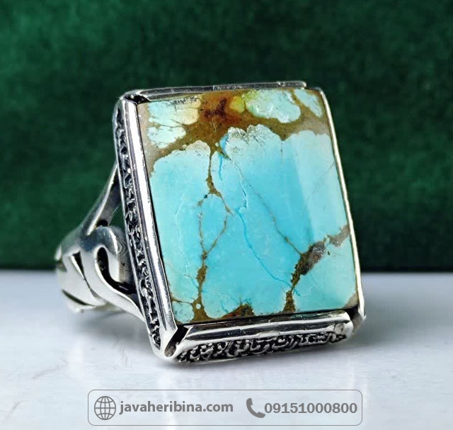 انگشتر فیروزه نیشابوری مردانه صفوی _کد:35204