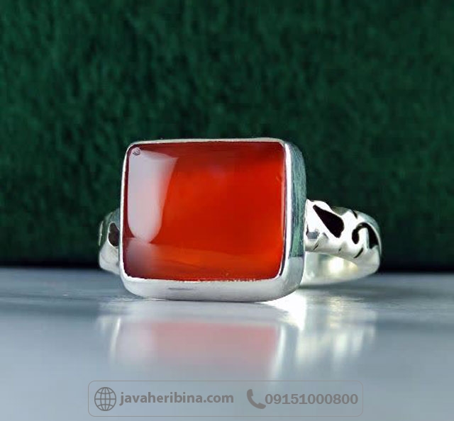 انگشتر عقیق یمنی سرخ نقره مردانه دست ساز _کد:35206