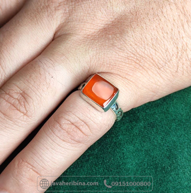 انگشتر عقیق یمنی سرخ نقره مردانه دست ساز _کد:35206