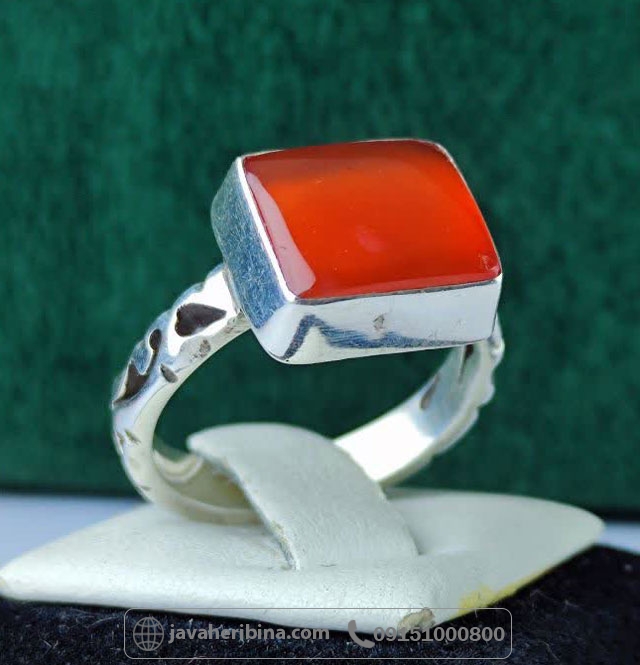 انگشتر عقیق یمنی سرخ نقره مردانه دست ساز _کد:35206