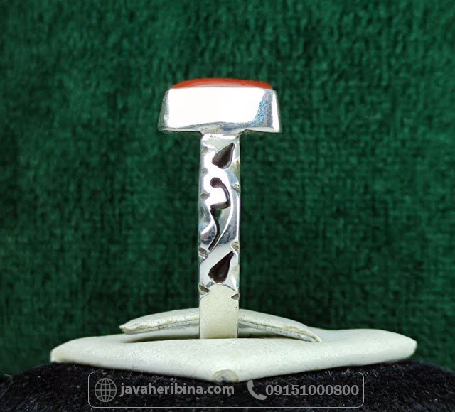 انگشتر عقیق یمنی سرخ نقره مردانه دست ساز _کد:35206