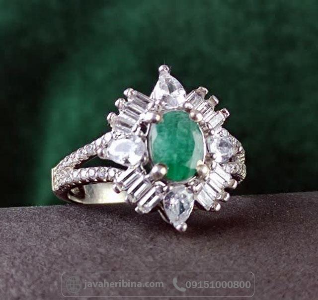 انگشتر زمرد زامبیا نقره زنانه _کد:35208