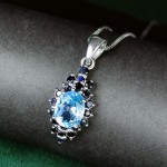 گردنبند توپاز سوئیسی با مخراج یاقوت کبود بدون زنجیر _کد:35209