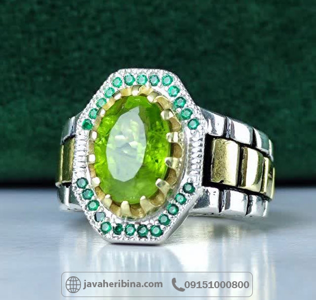 انگشتر زبرجد نقره مردانه رولکسی زیبا_کد:35213