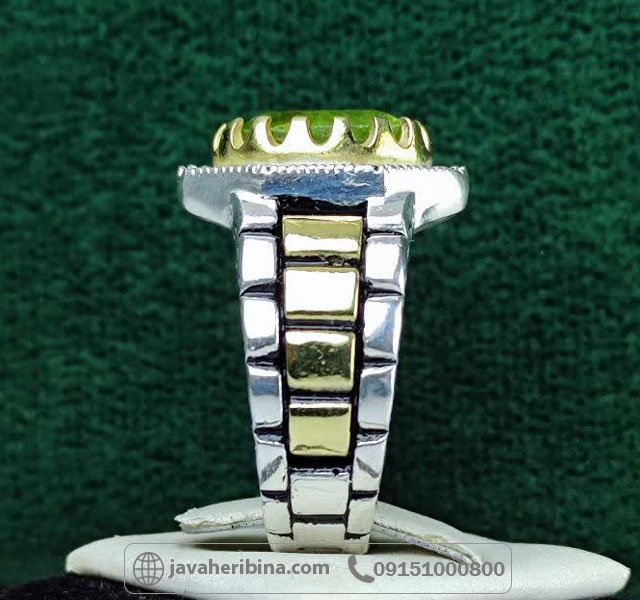 انگشتر زبرجد نقره مردانه رولکسی زیبا_کد:35213