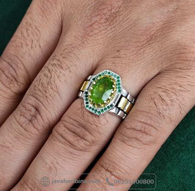 انگشتر زبرجد نقره مردانه رولکسی زیبا_کد:35213