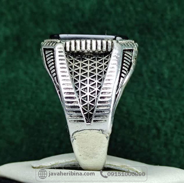 انگشتر عقیق سیاه (اونیکس) ترک نقره مردانه _کد:35214