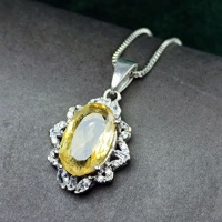 گردنبند سیترین نقره زنانه بدون زنجیر 