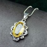 گردنبند سیترین نقره زنانه بدون زنجیر _کد:35217