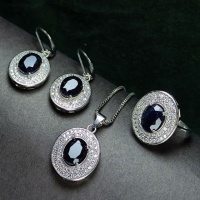 سرویس یاقوت کبود نقره زنانه بدون زنجیر 