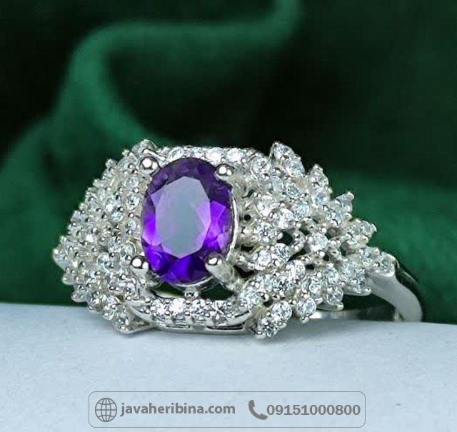 انگشتر آمتیست نقره زنانه خوشرنگ و زیبا _کد:35221