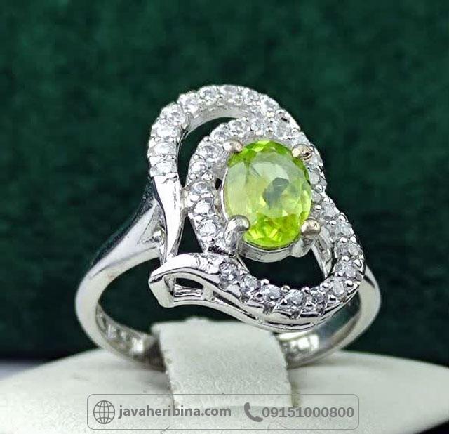 انگشتر زبرجد نقره زنانه خوش رنگ _کد:35223