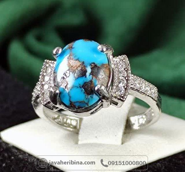 انگشتر فیروزه نیشابوری نقره زنانه _کد:35224