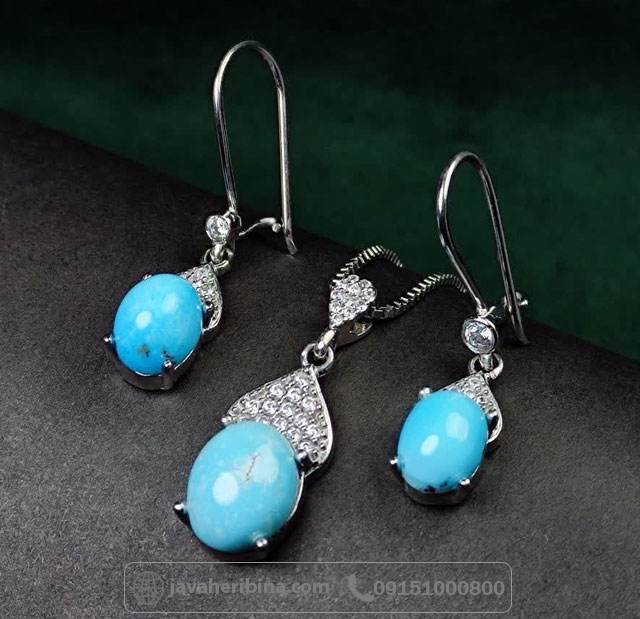 سرویس فیروزه نیشابوری نقره زنانه خاص _کد:35225