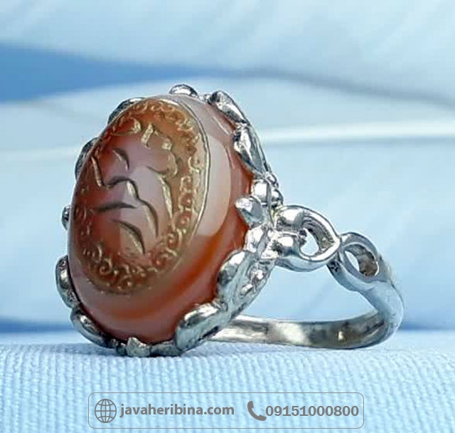 انگشتر عقیق سلیمانی زنانه با حکاکی یاحیدر کرار _کد:35227